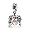 Sterling Silver S925 Lucky Lucky Charm Pendant New Year New 2021 Angel Wings and Love Rose Charm